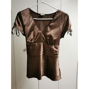 Brown satin silky shirt
